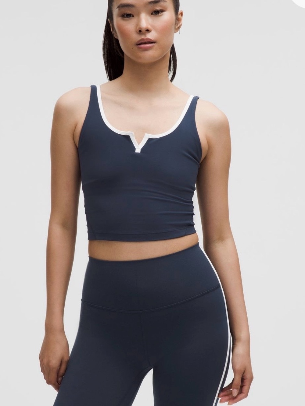 lululemon athletica align Navy notch Tank with White Trim